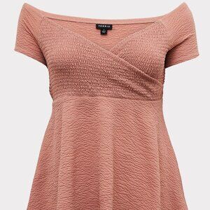 Torrid Textured Knit Off-Shoulder Babydoll Top